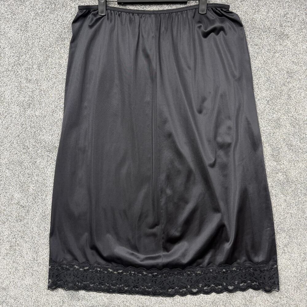 VTG 80s Wonder Maid Half Slip 2X Black Lace Nylon Dark Coquette Romantic Goth